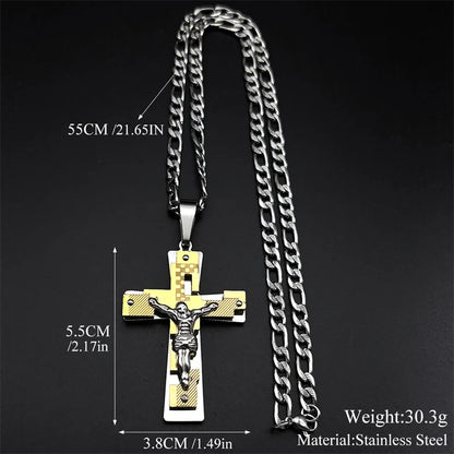 Jesus Steel Cross Necklace