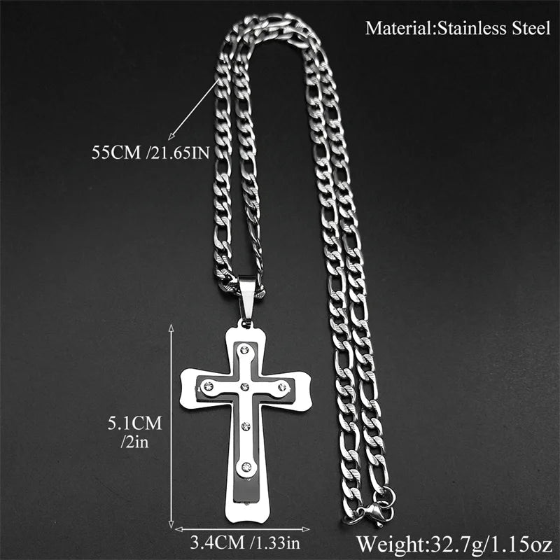 Silver Rivet Style Cross Necklace