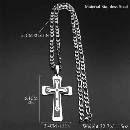 Silver Rivet Style Cross Necklace