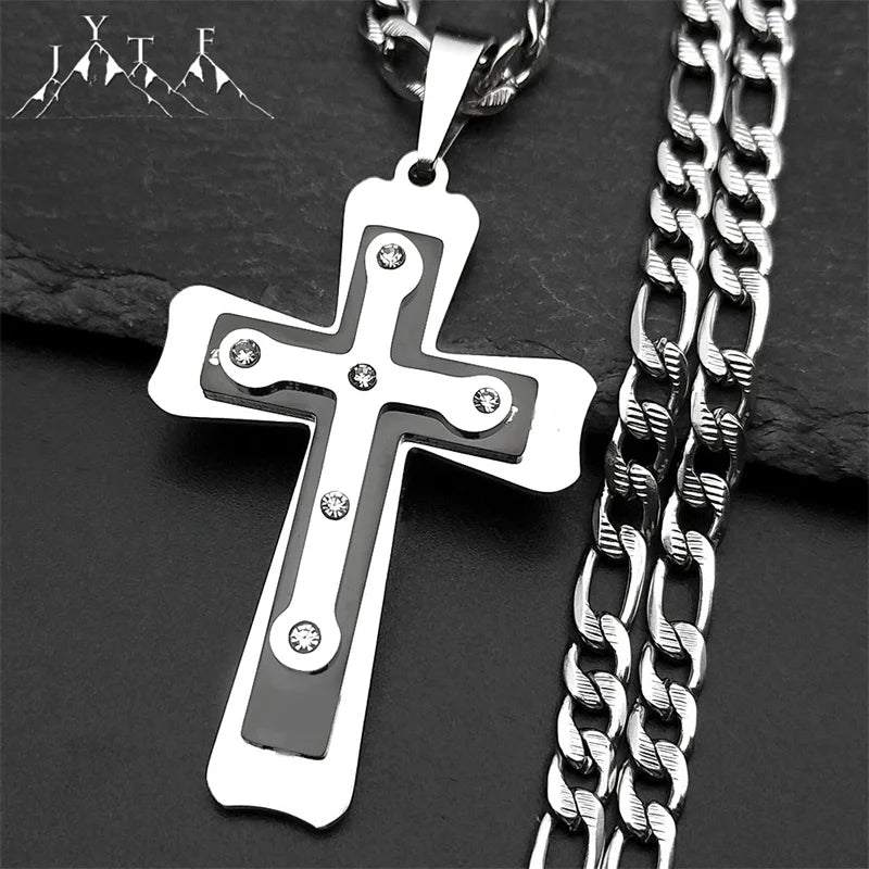 Silver Rivet Style Cross Necklace