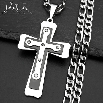 Silver Rivet Style Cross Necklace