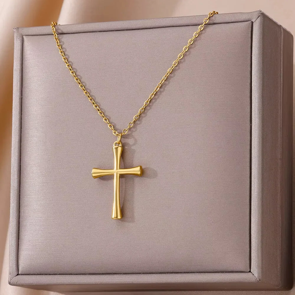Gold Cross Charm Necklace