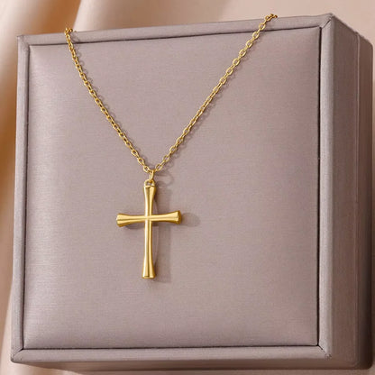 Gold Cross Charm Necklace