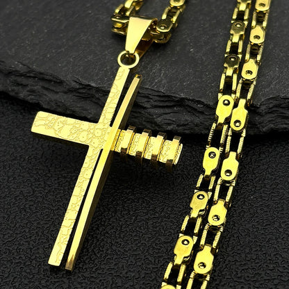 Wooden Cross Style Necklace