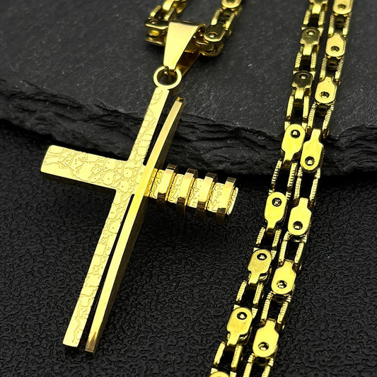 Wooden Cross Style Necklace