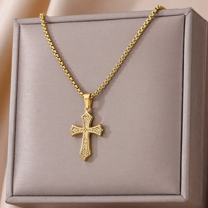 Gold Cross Charm Necklace
